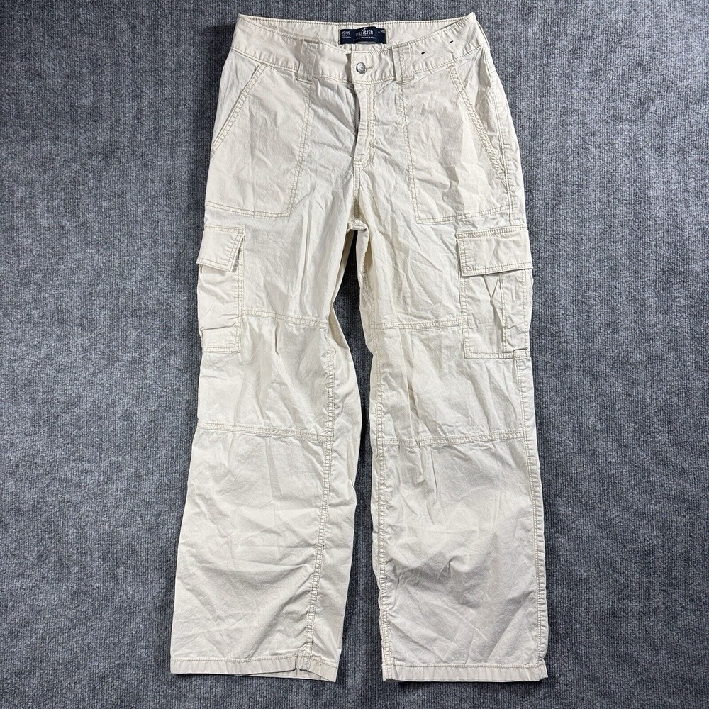 Hollister Cargo Pants Womens 9s/ 8s 29s Beige Stretch High Rise Baggy Skater